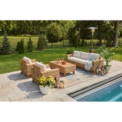 Living Accents Guinevere 4 pc Light Brown Wicker Deep Seating Set Ivory