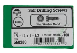 HILLMAN 1/4 in. Ga. X 1-1/2 in. L Hex Hex Washer Head Sheet Metal Screws 100 pk
