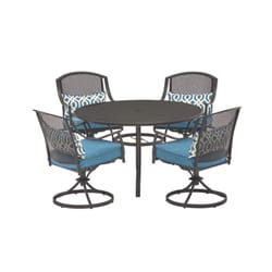 Living Accents Hattington 5 pc Black Steel Swivel Dining Set Peacock Blue